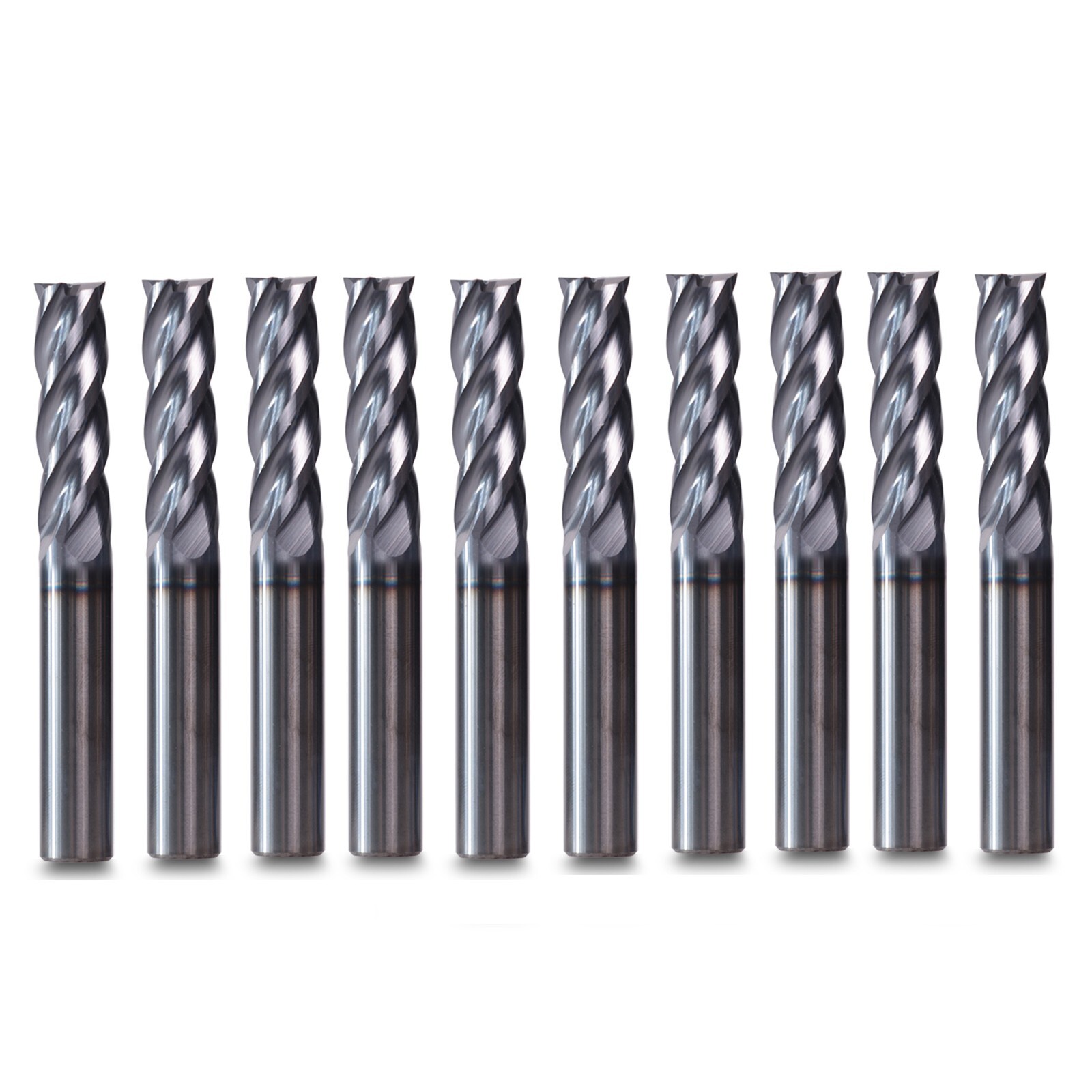 10Pcs 4 Flute 1/4" x 3/4" x 2-1/2" End Mills Solid Carbide AlTiN COATED CNC Bit