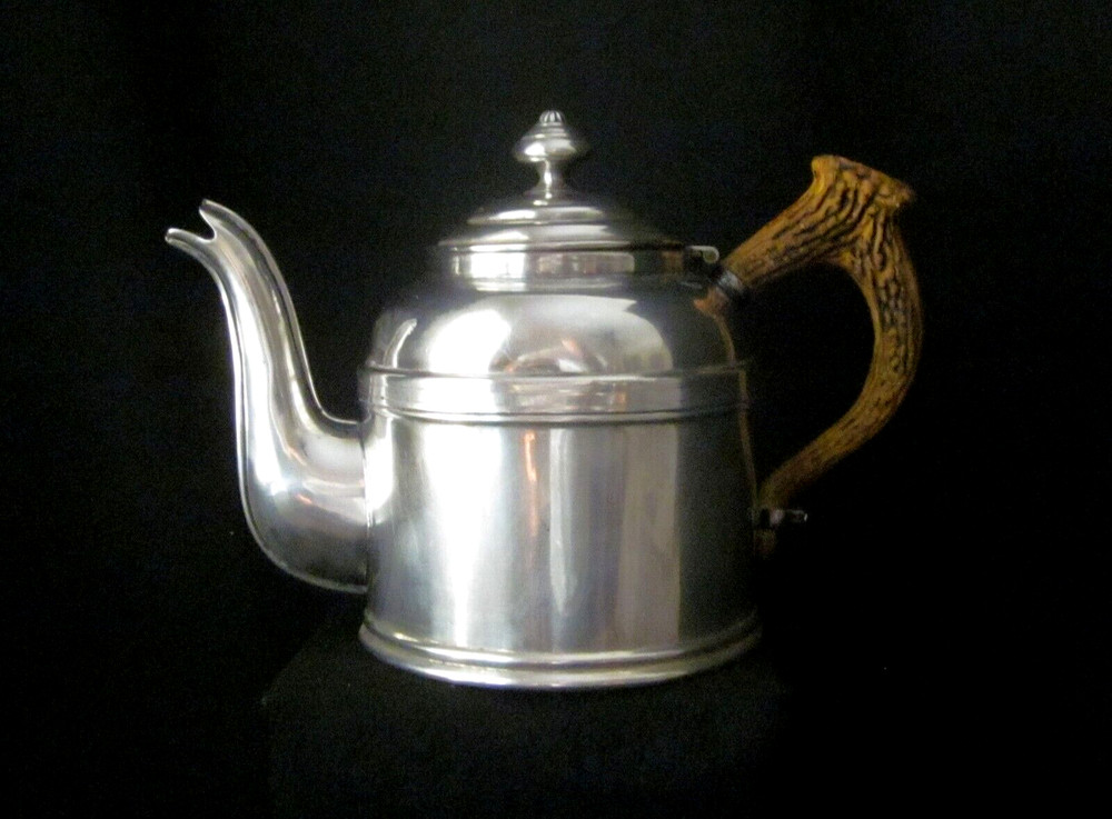 Antique 1899 Rome Mfg. Co. Rome N.Y. Silver Plate Teapot /w Antler Handle 6”tall