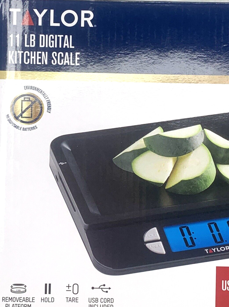 Taylor Kitchen Digital Scale Max 11 Lb. USB Rechargeable Multi-Function Black
