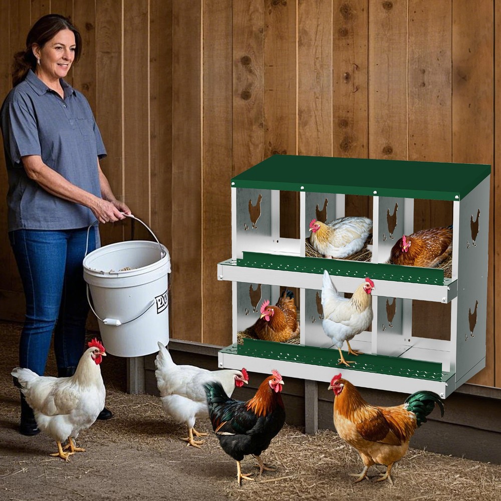 6 Holes Chicken Nesting Box, Metal Chicken Nesting Boxes, without Bracket Legs