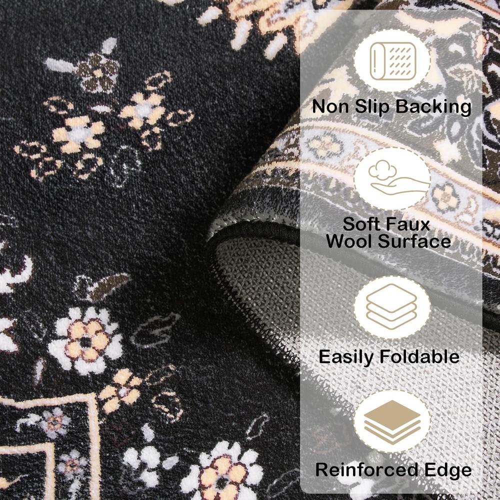 HOMORE 2x3 Area Rug Small Black Rugs 2' x 3' (Rectangular),