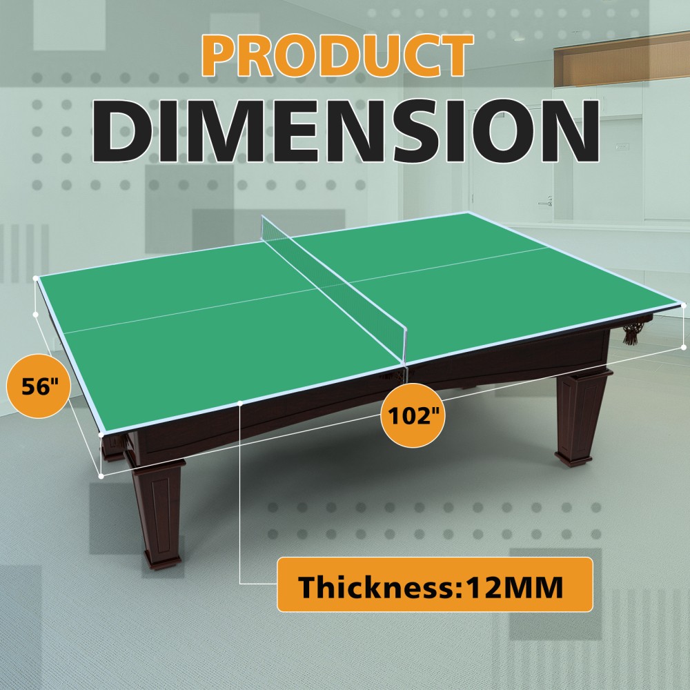 Foldable Ping Pong Table Top for Indoor Games 8.5ft Green Conversion Surface