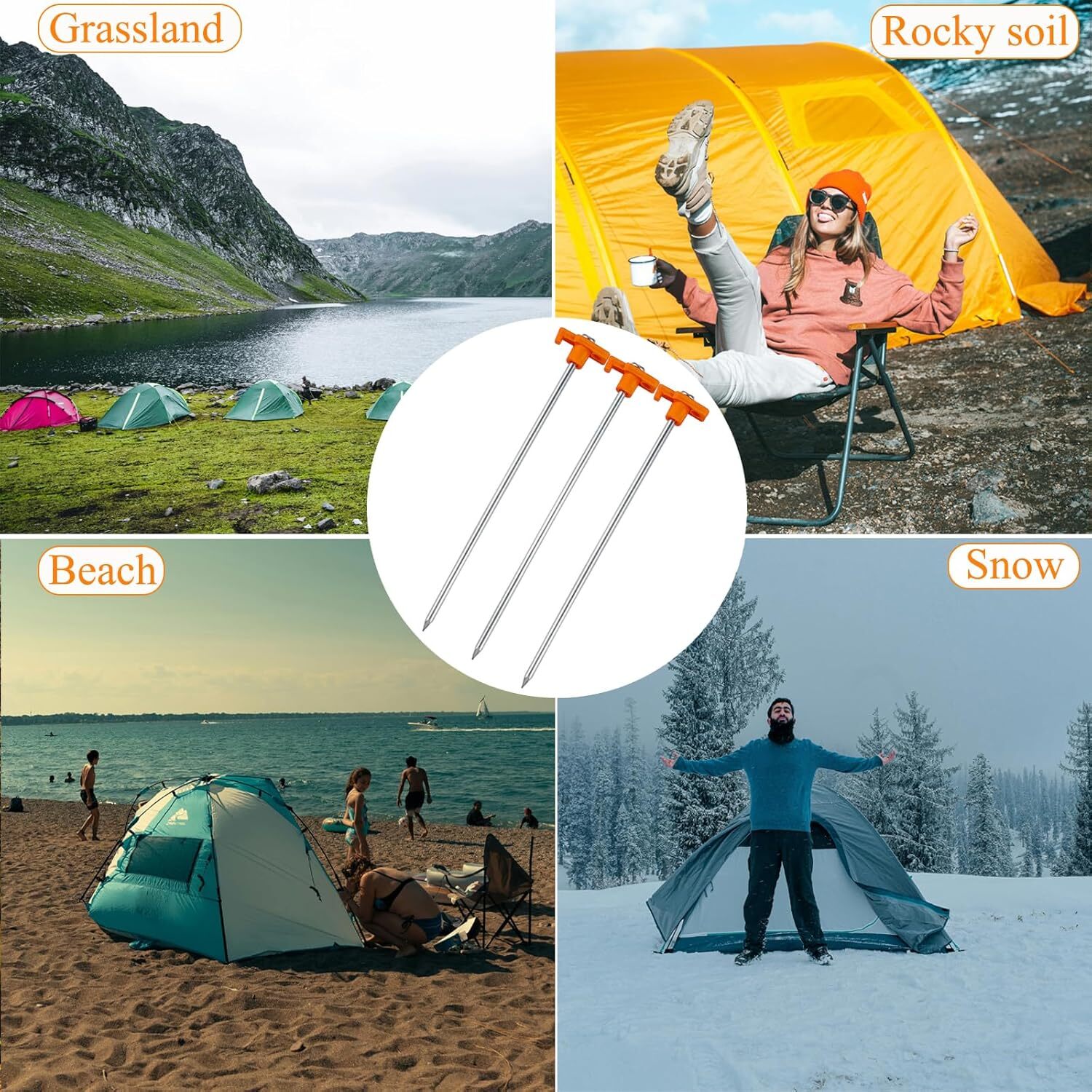 20 Pack Tent Stakes Heavy Duty, 10inch Tent Stakes Pegs, Metal Tent Spikes Groud