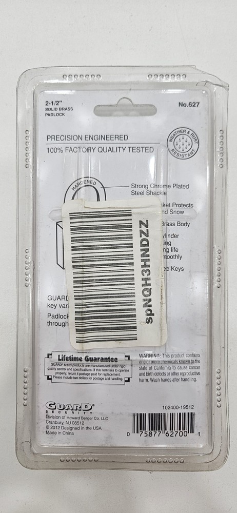 Guard Security Solid Brass Padlock 2 1/2" Lot of 4
