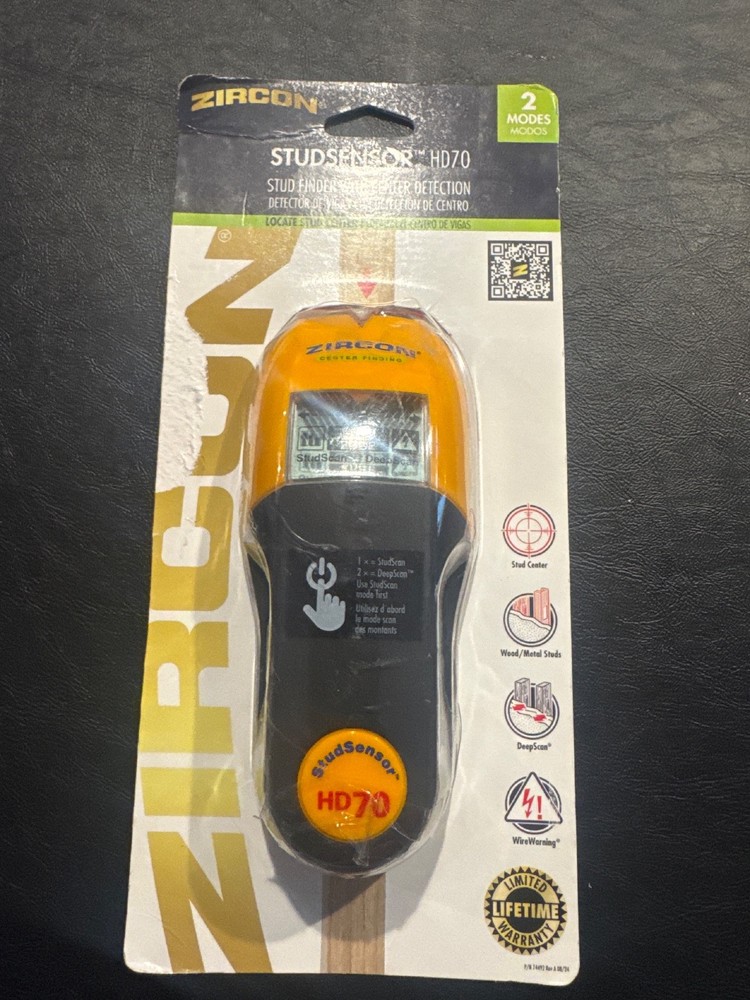 Zircon StudSensor HD70 Stud Finder LED Center Detection Wire Warning