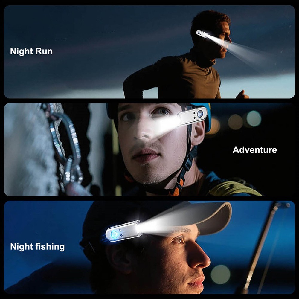 Bright LED Ear Strap Headlamp USB Rechargeable Motion Sensor Magnetic Headlight