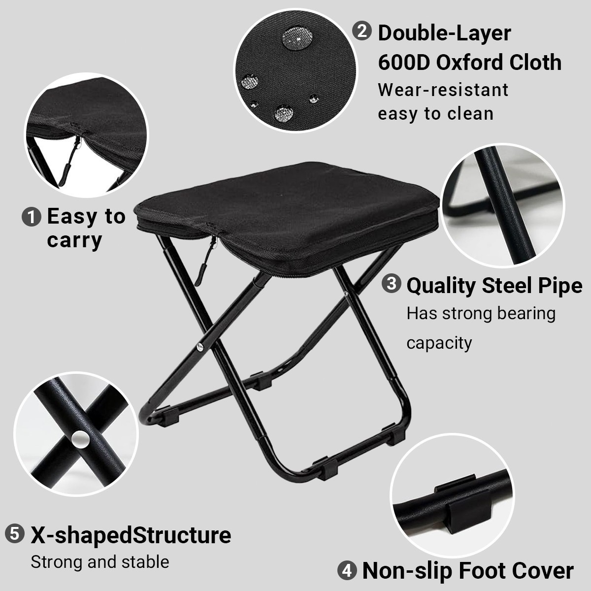 Foldable Camping Backpack Stool Portable Lightweight Collapsible Chair Travel