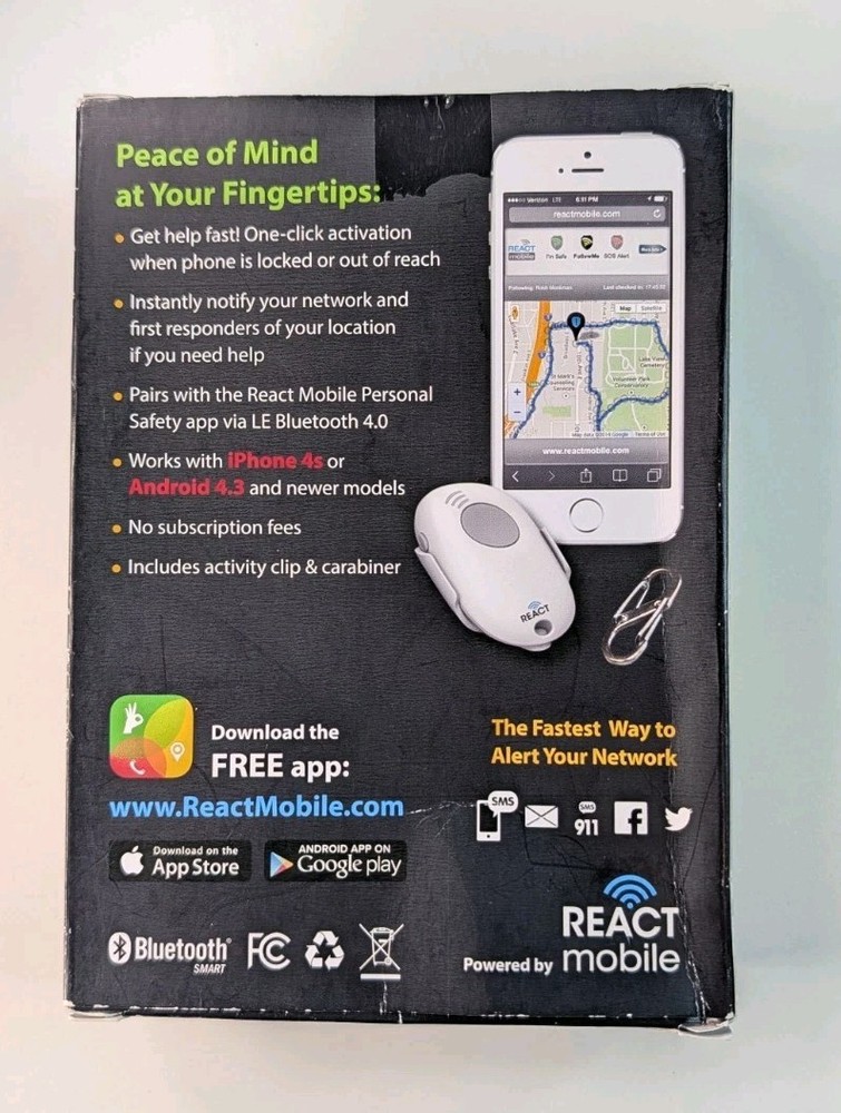 REACT Mobile Sidekick Personal Safety Device No Subscription Required Open Box