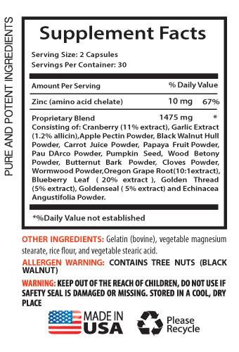 Powerful Colon Cleanse - ANTI-PARASITE COMPLEX - Cranberry 1B
