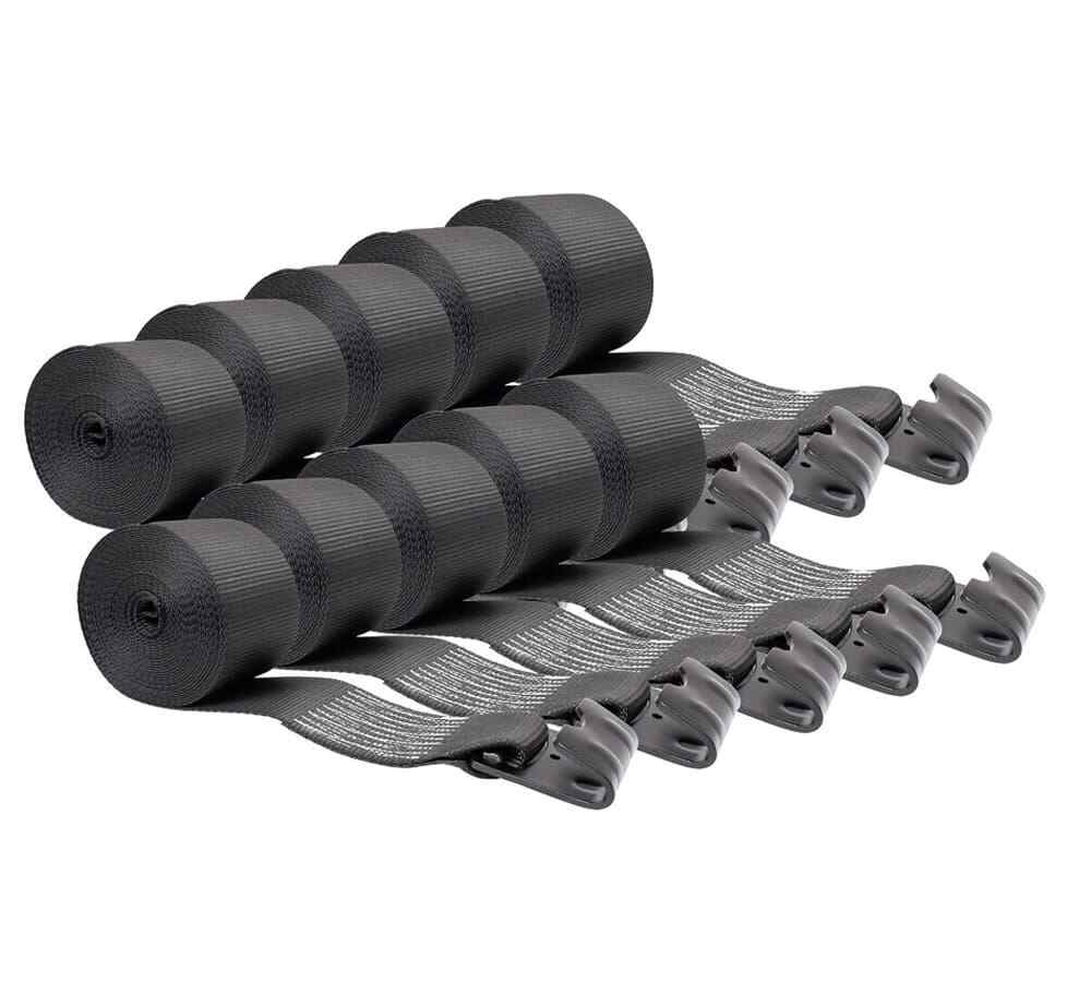 (10 Pack) 4"x30' Winch Straps w/flat Hook - Black, WLL 5400 Flatbed Tie Down ...