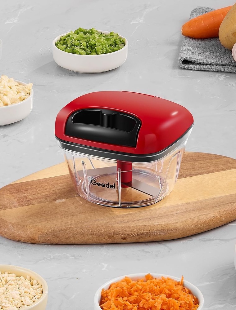 Manual Food Processor: Stainless Steel Pull Chopper with 2-Cup Capacity