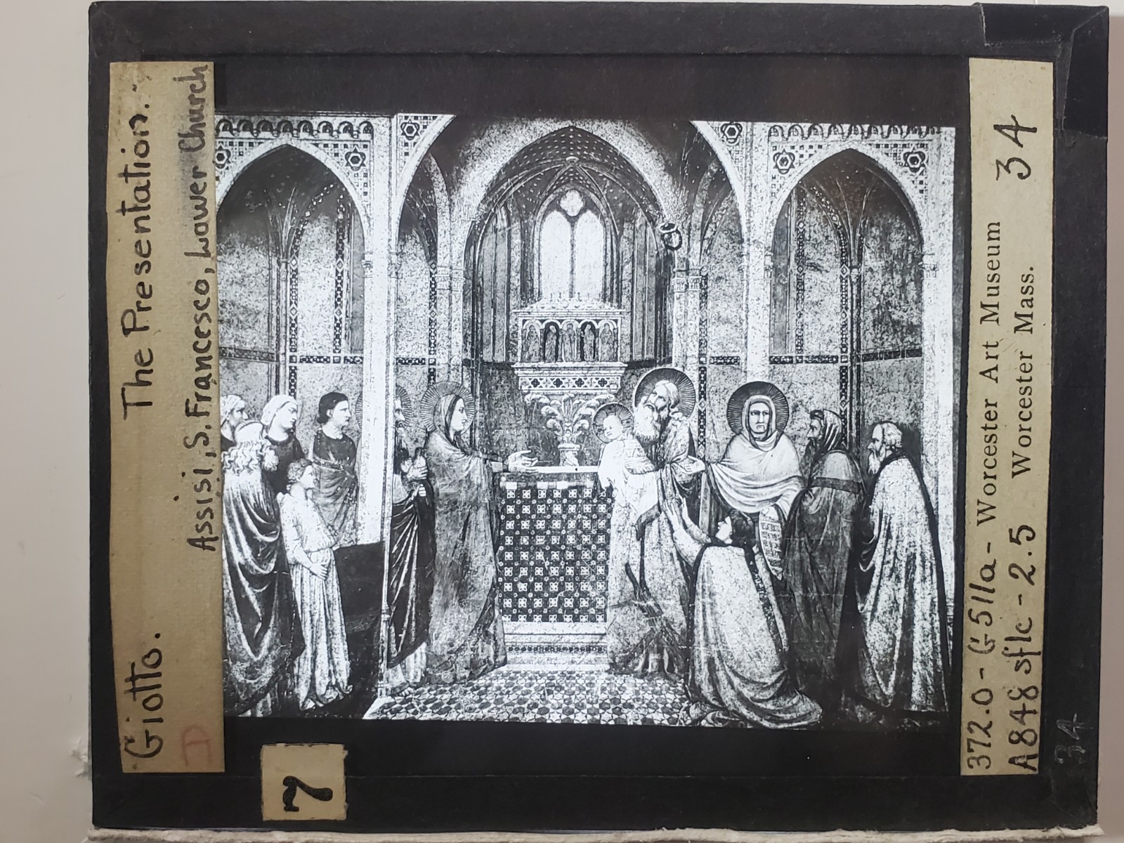 The Presentation, Giotto, S. Francesco, Assisi, Magic Lantern Glass Slide