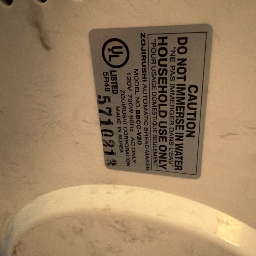 Zojirushi Home Bakery BBCC-V20 Bread Maker Machine 2lb Programmable Tested Works