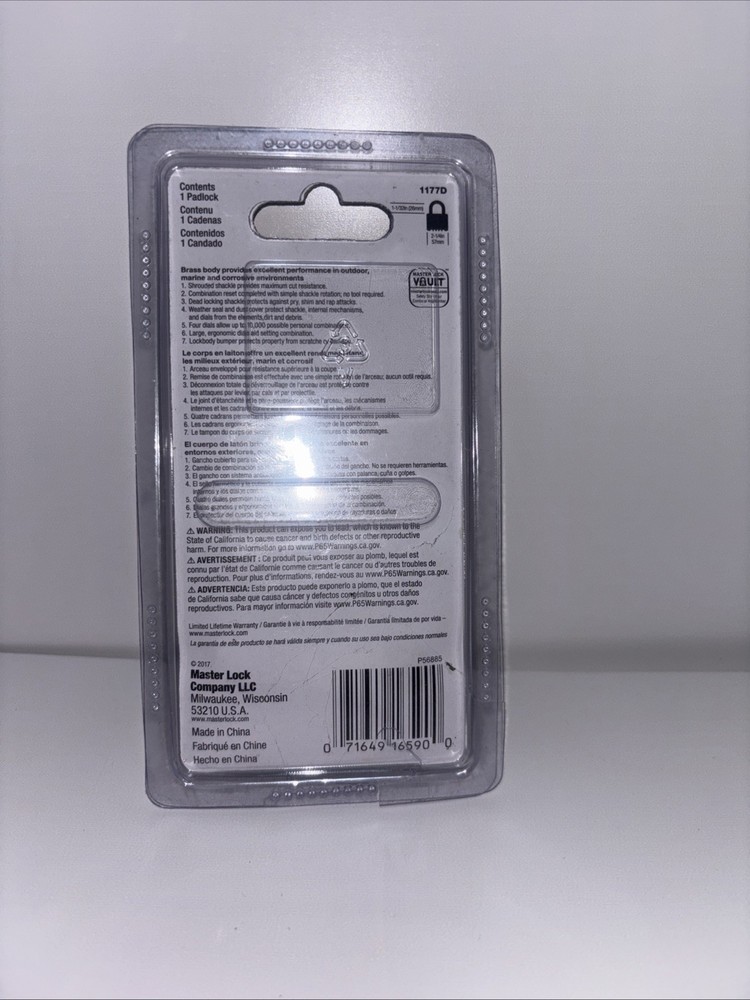 Combination Padlock: High Security, MASTER LOCK, Boron, Brass, Gold,