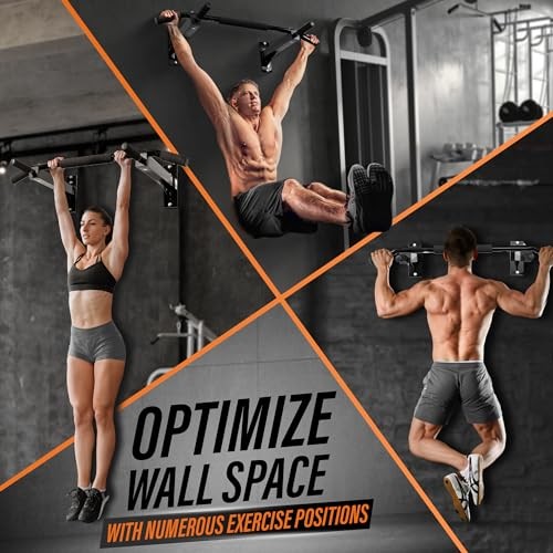 Yes4All Pull Up Bar Wall Mounted - Multifunctional Wall Mounted Pull Up Bar for
