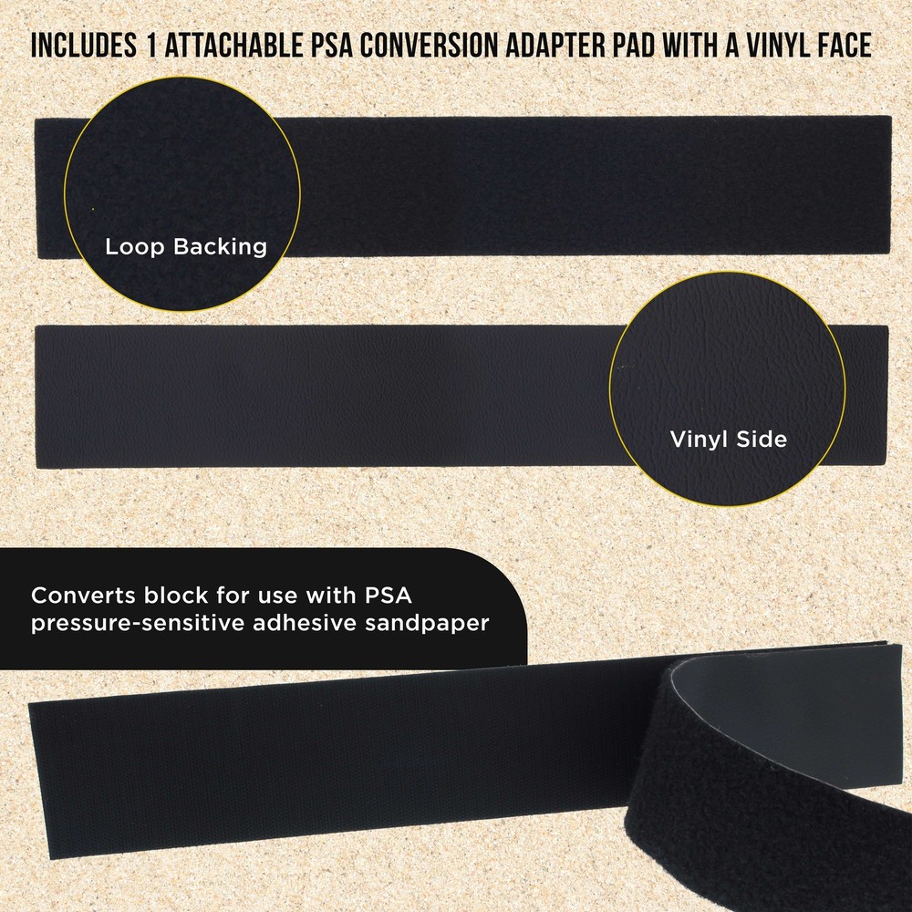 Longboard Hand Sanding Block, Hook & Loop, PSA Adapter Pad, Clip-On Sandpaper