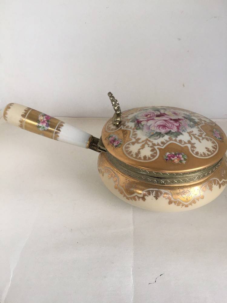 Antique Victorian Gilt Ceramic Powder Box