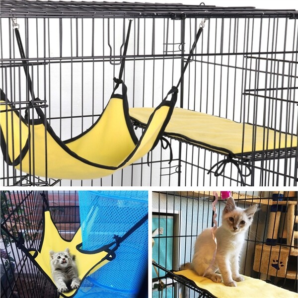 48" Rolling Metal Cat Kitten Cage Pet Playpen Indoor Outdoor w/ Hammock Wheels