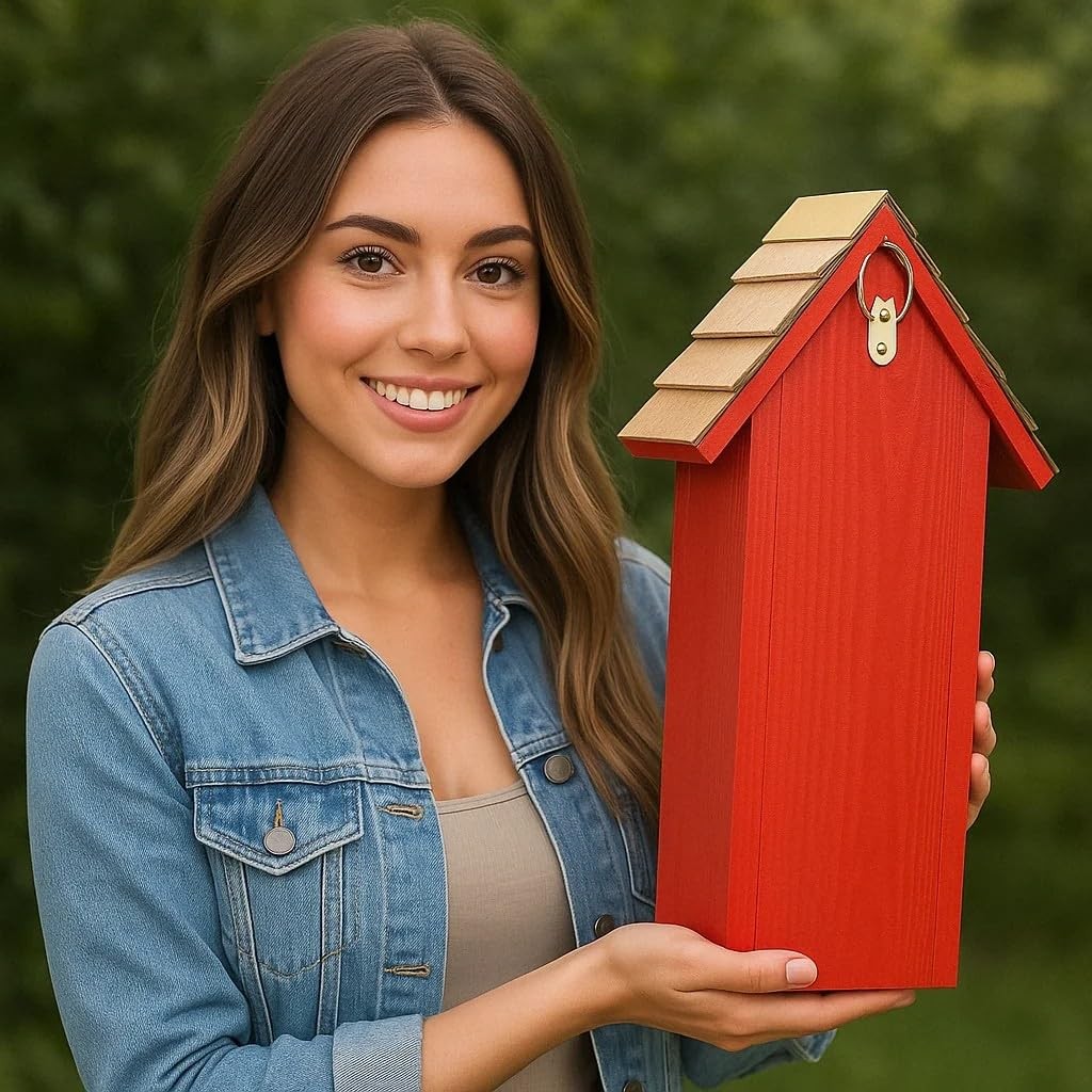 Shingle Roof Butterfly House, Outdoor Insect Shelter, Vintage Cedar Wood