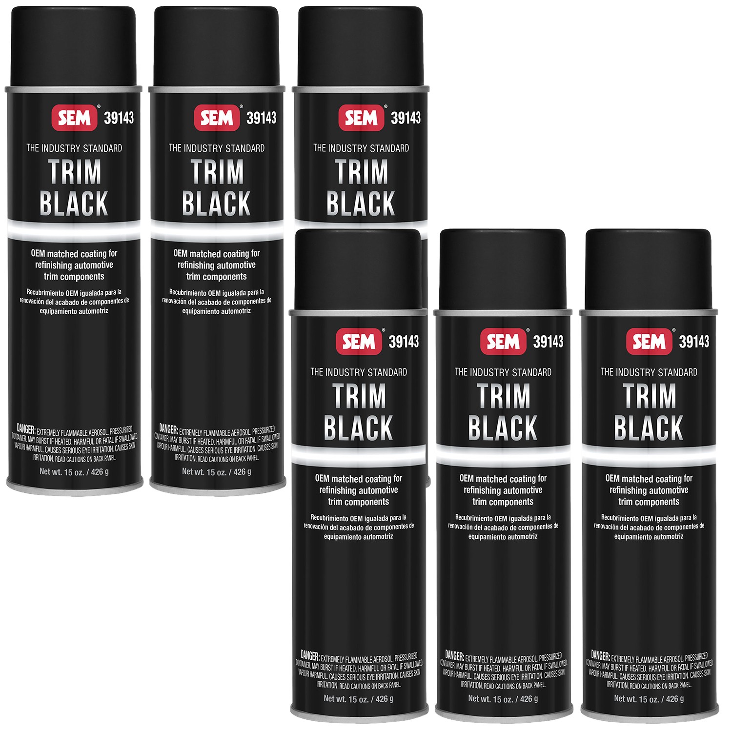 SEM Trim Paint Trim Black Aerosol 12 oz. Can 39143, 6 Pack