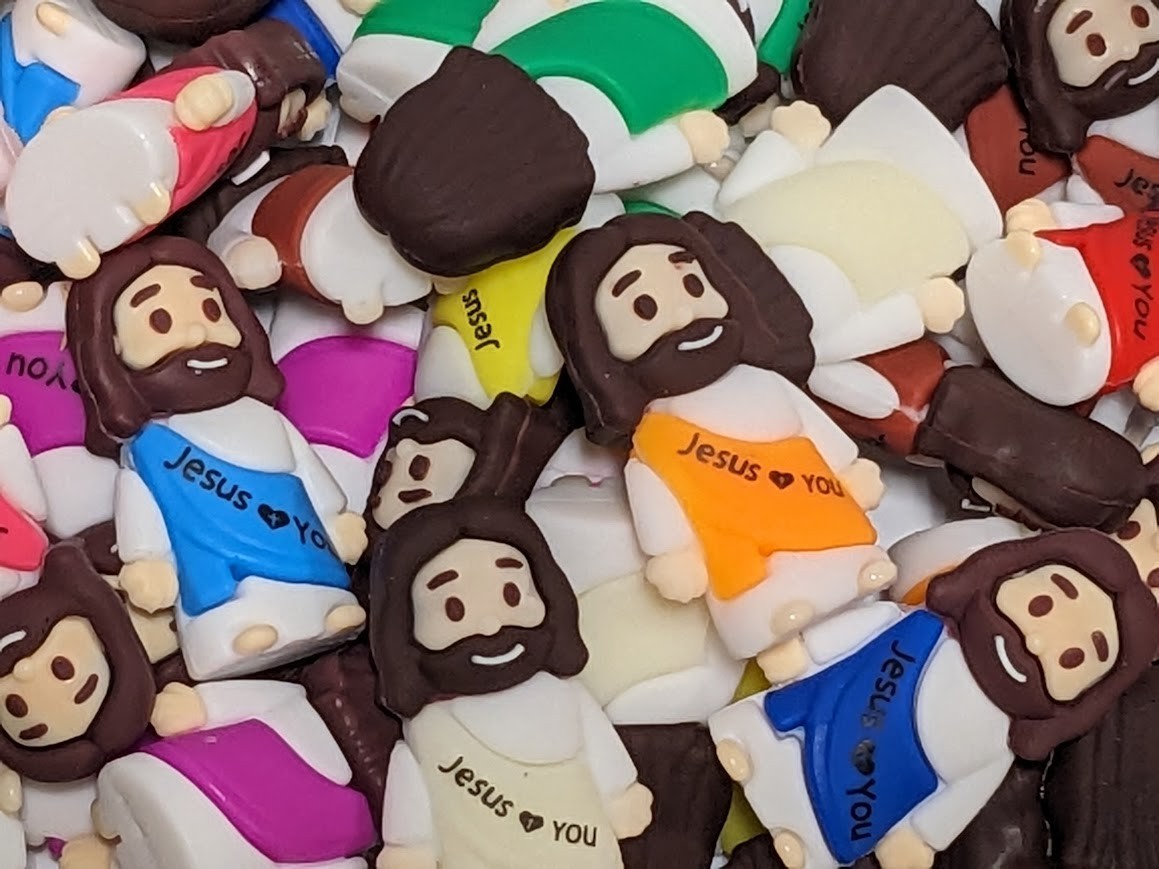 100) Assorted Mini Baby Jesus Loves You Figures Religious Party Favors Figurines