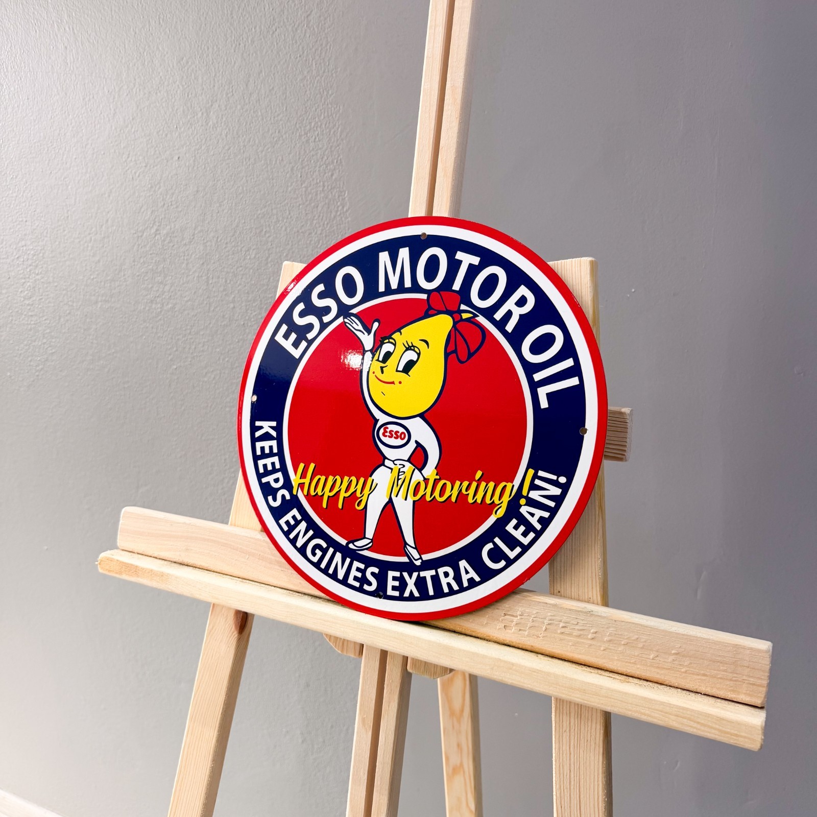 Esso Motor Oil Happy Motoring Female Mascot Metal Sign – 30 cm / 11.8”
