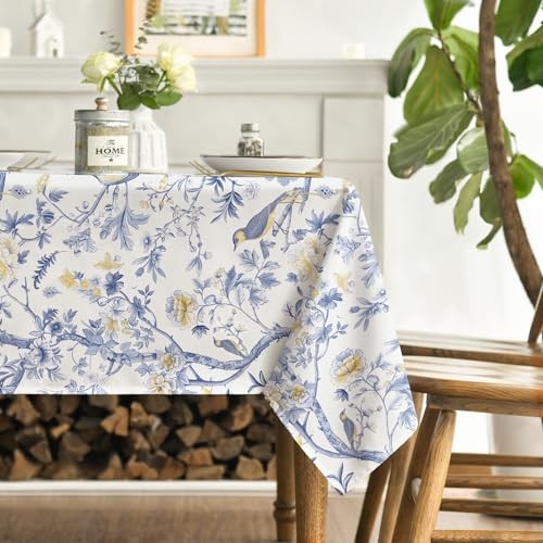 Chinoiserie Tablecloth 60x120 Inch Rectangular, 60" x 120" (Rectangular) Blue
