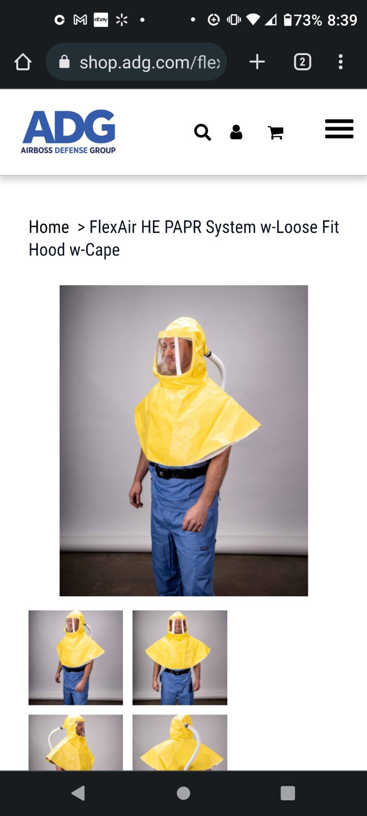 FlexAir Powered Air Purifying Respirator with blower hood AirBoss Defense PAPR