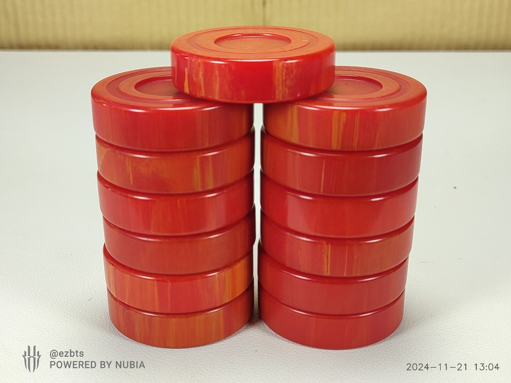 Bakelite Backgammon Chip Disc Cherry Red swirl 1.72" Replacements Catalin 1pc