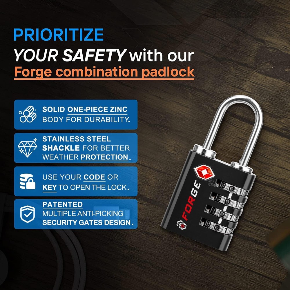 Forge Dual-Opening: Key or Combination Access Lock, TSA Approved Locks for Lu...