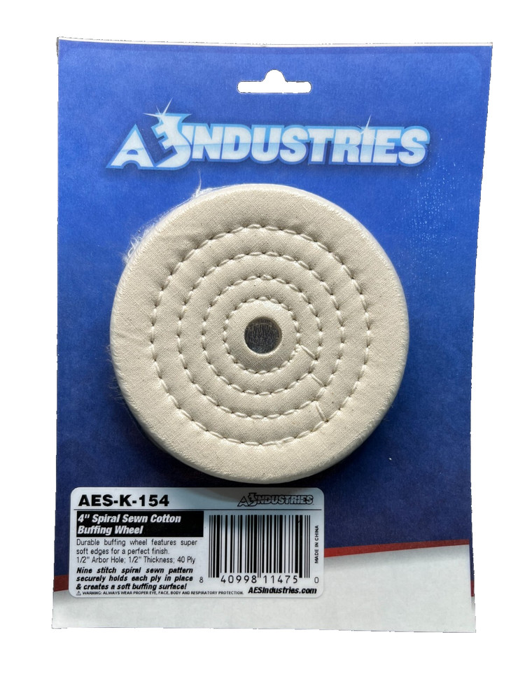 AES Industries 4" Spiral Sewn Cotton Buffing Wheel AES-K-154