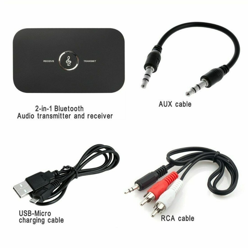 2Pcs Bluetooth Transmitter & Receiver Wireless Adapter For Home stereos/speakers