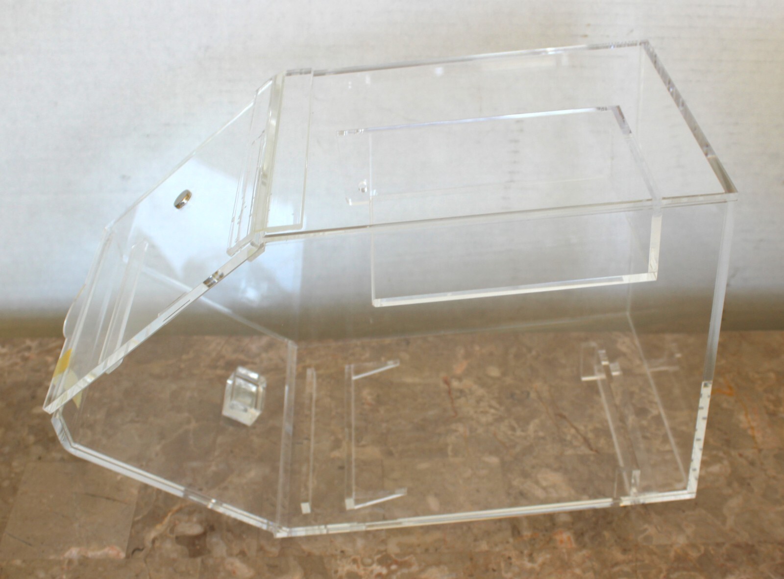 Acrylic Storage Bin Container w/Hinged Lid for use with candy gondola