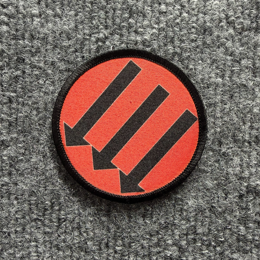 Iron Front Anarchist 3 Arrows Morale Patch Hook & Loop - Black on Red