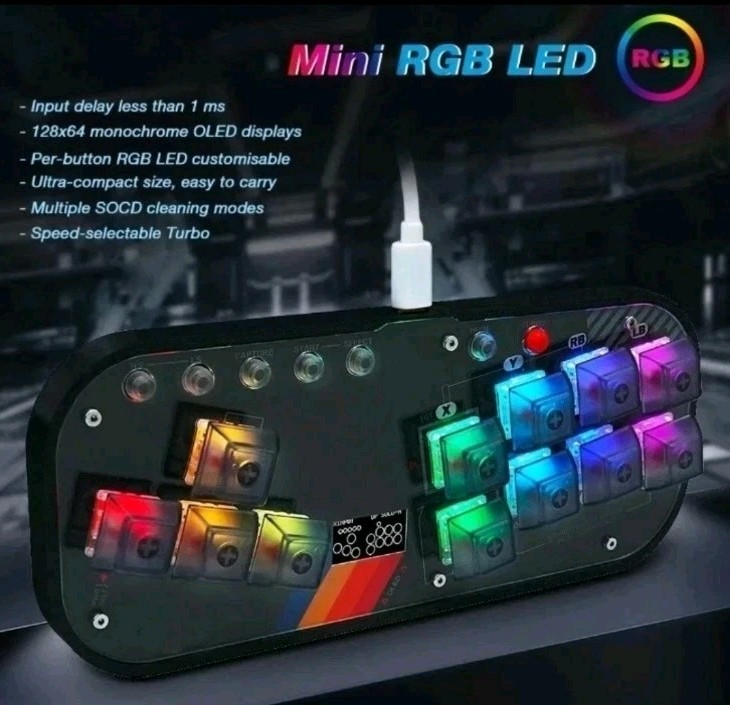 Pocket Mini Hit-Box SOCD Fighting Stick Controller For PC PS3 PS4 Switch Turbo