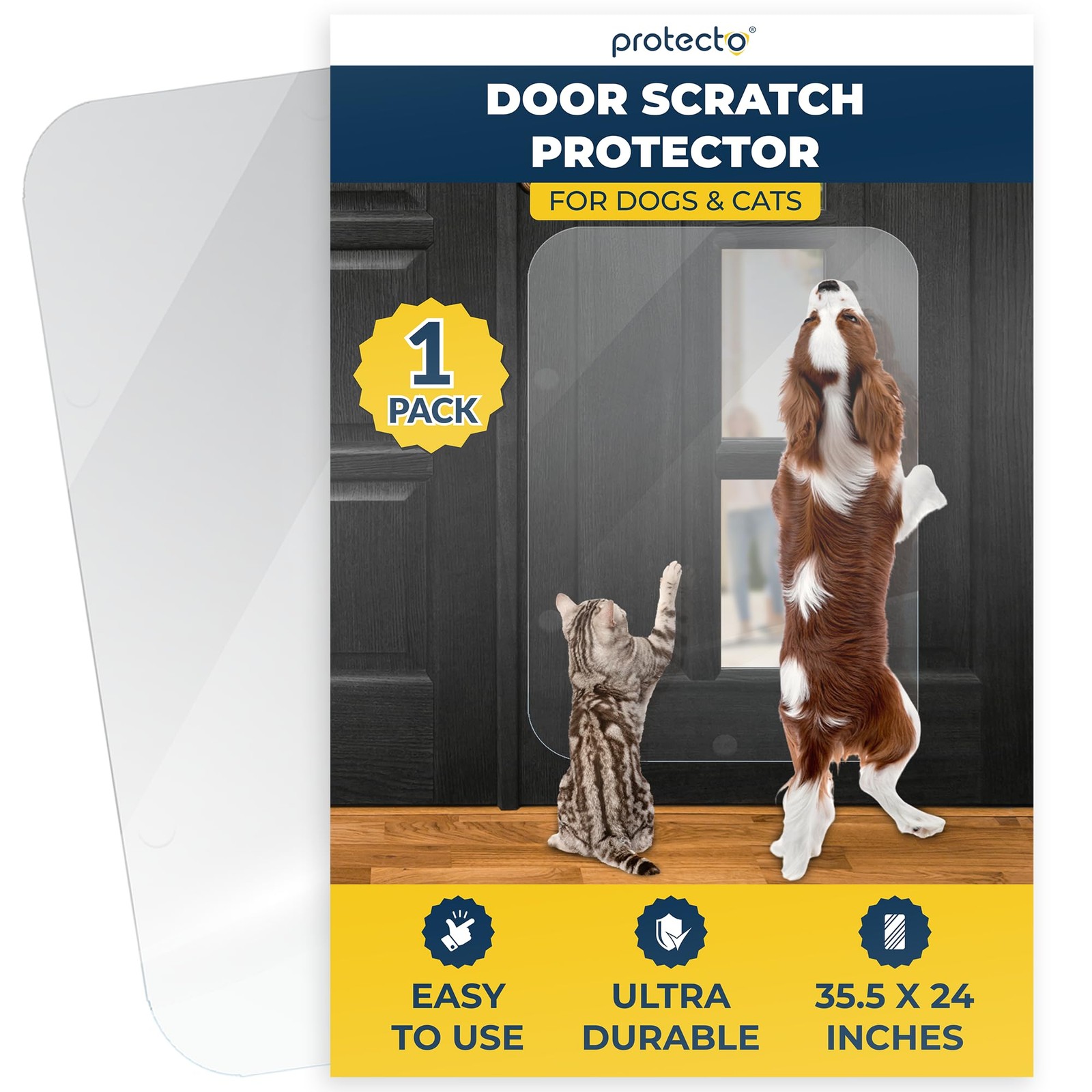 Heavy Duty Door Protector from Dog Scratching, 35 x 24” Clear Door Scratch Pr...