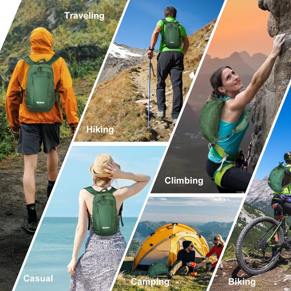 12L Ultralight Thin Packable Daypack, Small Foldable Hiking Backpack Travel ...