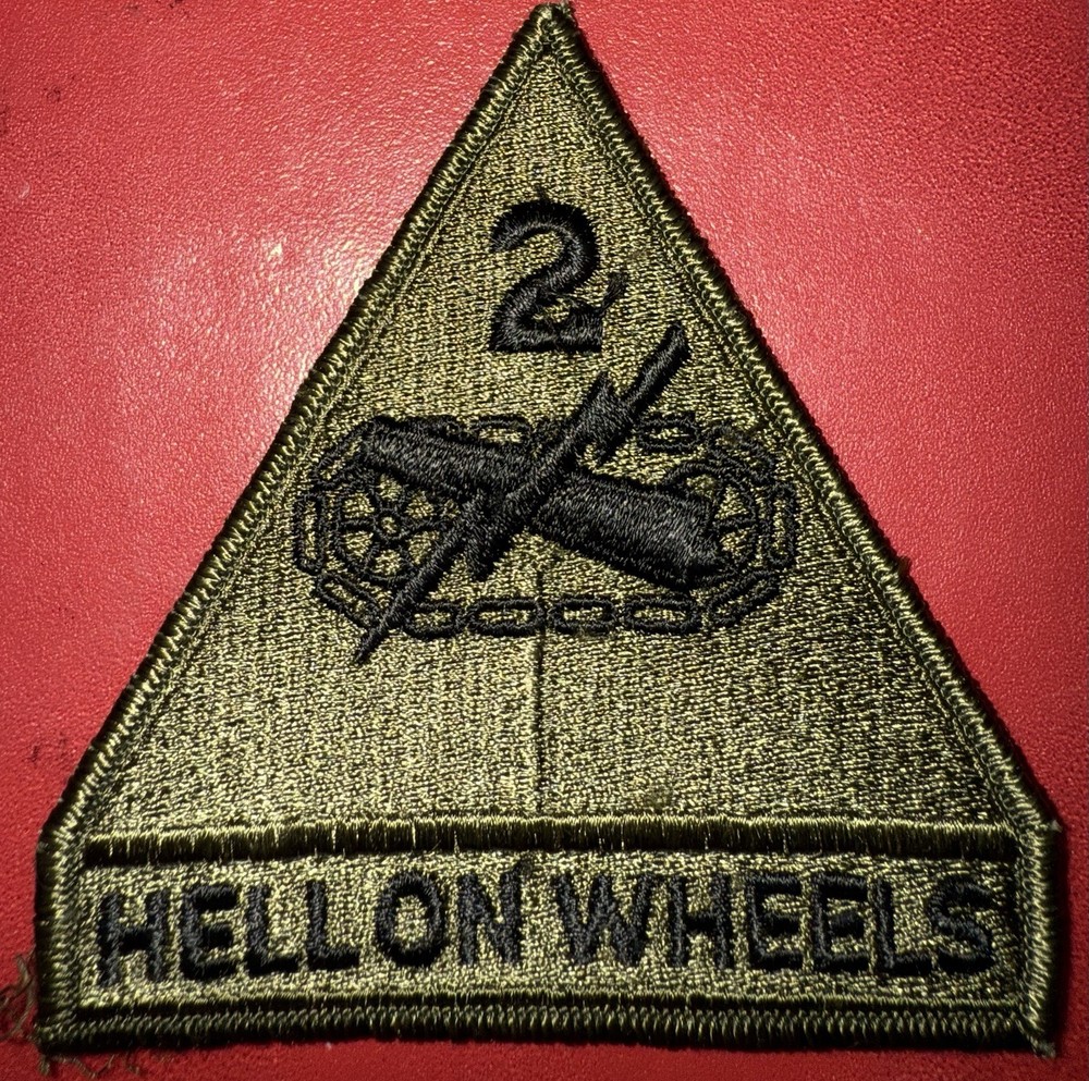 2nd Armored Division Hell On Wheels (Attached Tab) Subdued SSI Patch (AK/AS)