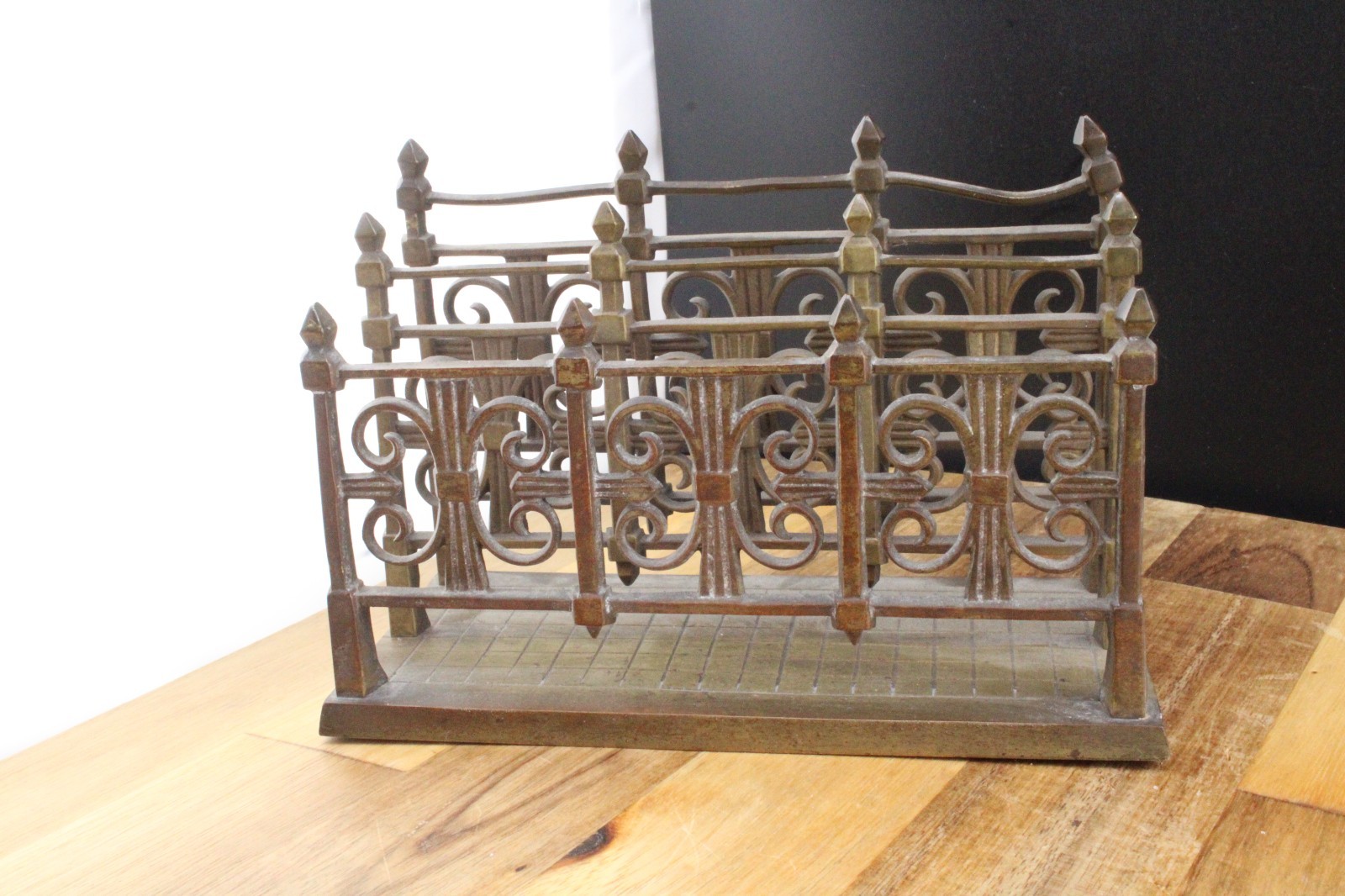 Vintage Letter Rack Holder Ornate Brass Design