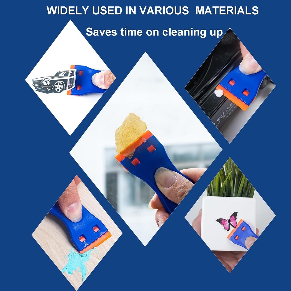 Plastic Razor Blade Scraper Tool 6 Pcs Razor Scraper with 60 Pcs Plastic Blades