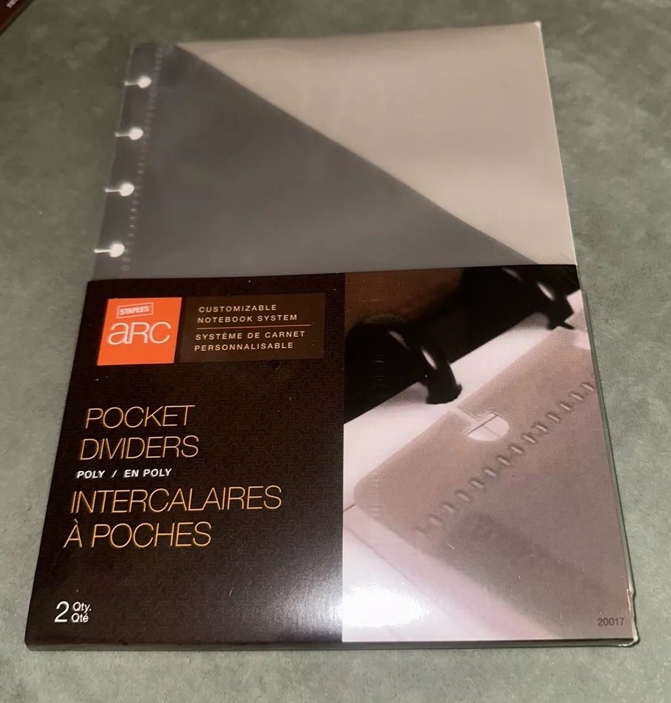 ARC Pocket Poly Dividers 2 Packs model # 20017 NIP Customizable Notebook System