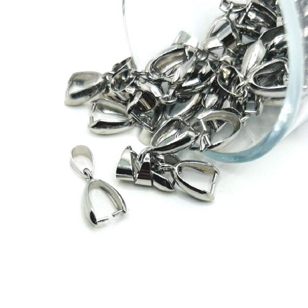 Silver Pinch Jewelry Pendant Bails, 7x14mm - US Seller