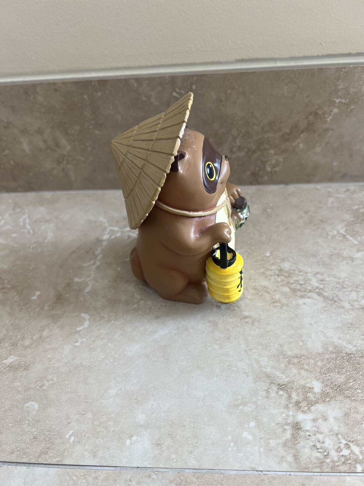 Auspicious Japanese Tanzkui Raccoon Dog With Lantern And Sake Figure