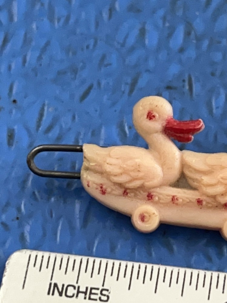 1950s PINK PLASTIC Ducks & Bunny HAIR BARETTE