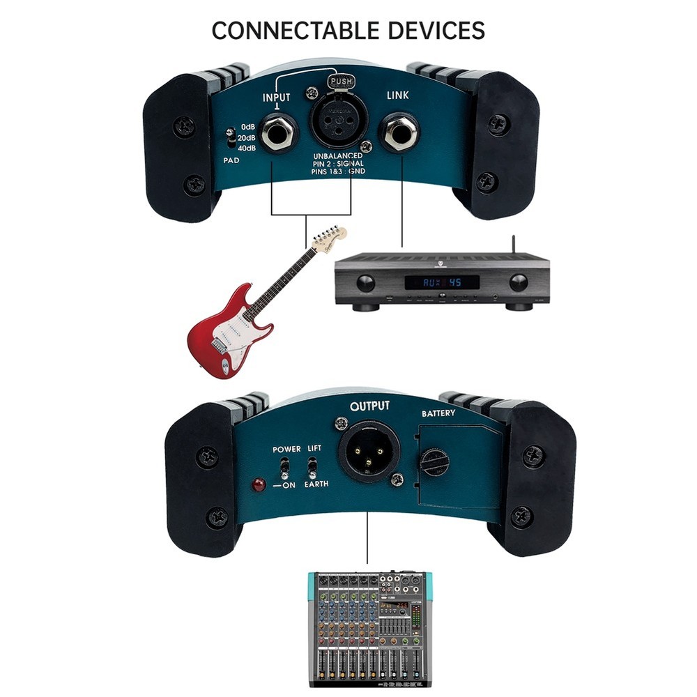 Active DI Box Impedance Converter DIBOX Stage Effector Phantom Box Active2835