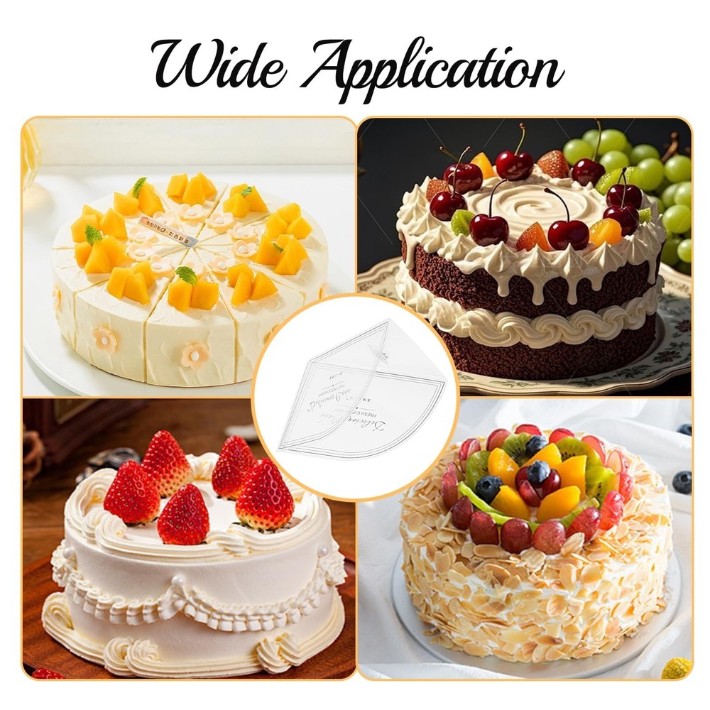 100 Clear Cake Slice Containers & PET Strips for Baking & Decorating