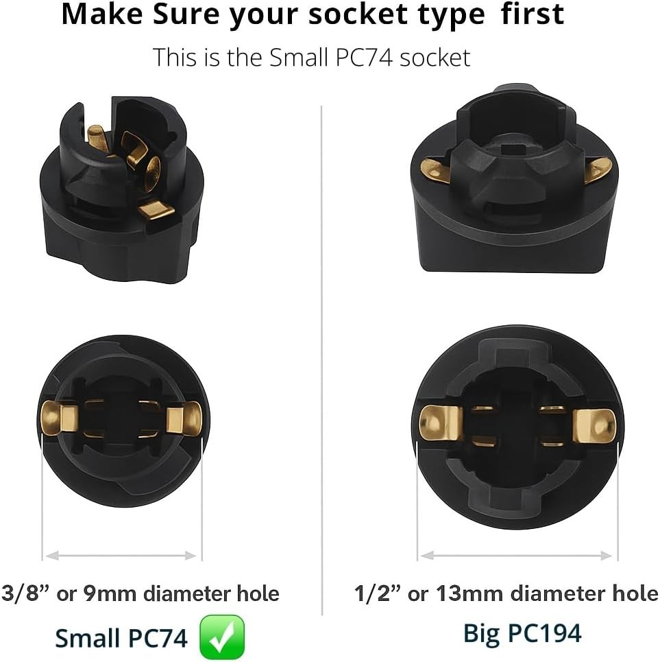 Universal 10pcs T5 Twist Lock Bulb Sockets for Dashboard and Interior Lighting