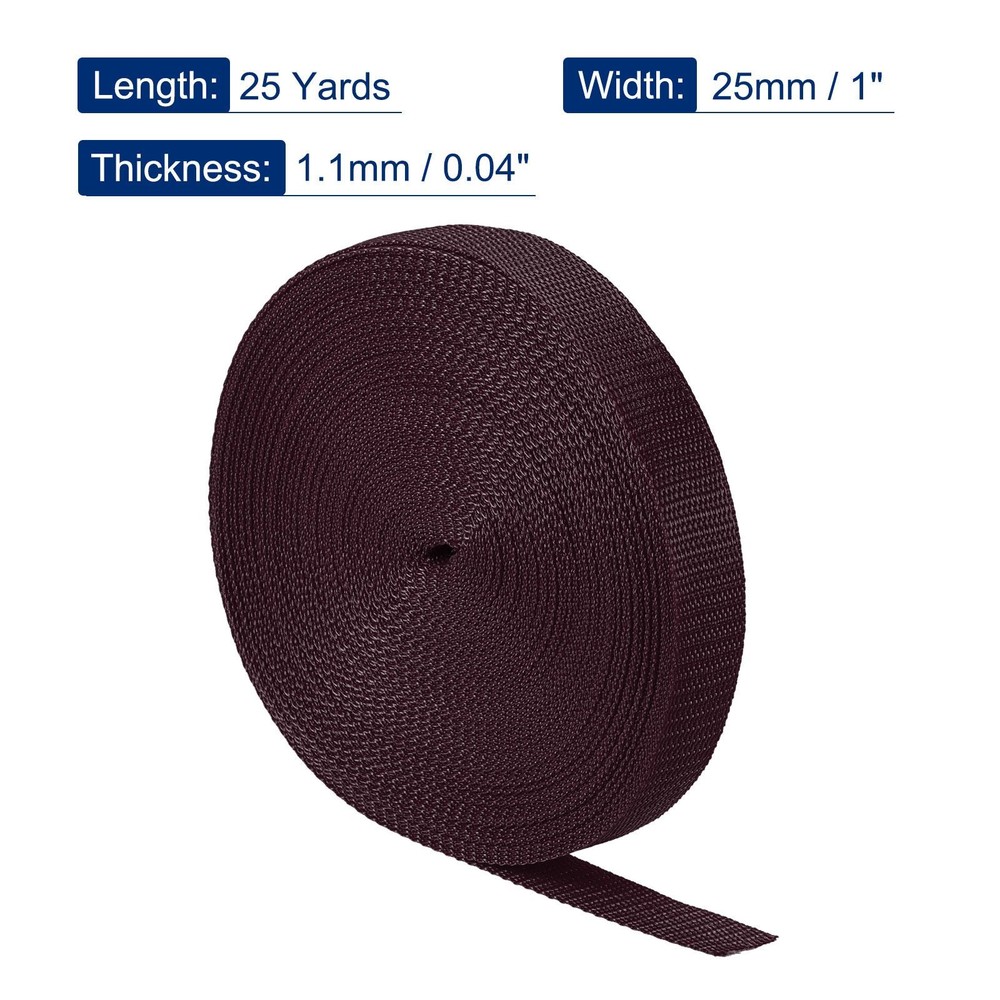Lightweight Polypropylene Webbing Strap 1" 25 Yards Brown Strapping