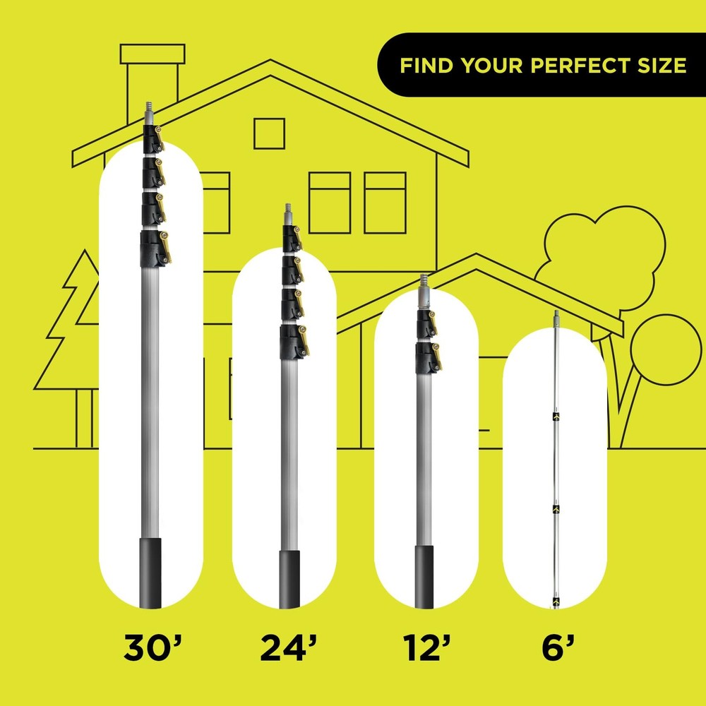 12 Ft Telescoping Extension Pole Squeegee Multi Angle Cleaning Tool Handle