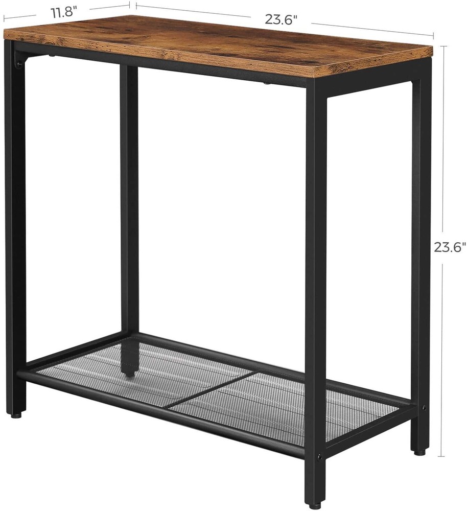 Nightstand| Side Table| Narrow Small End Table with Mesh Shelf